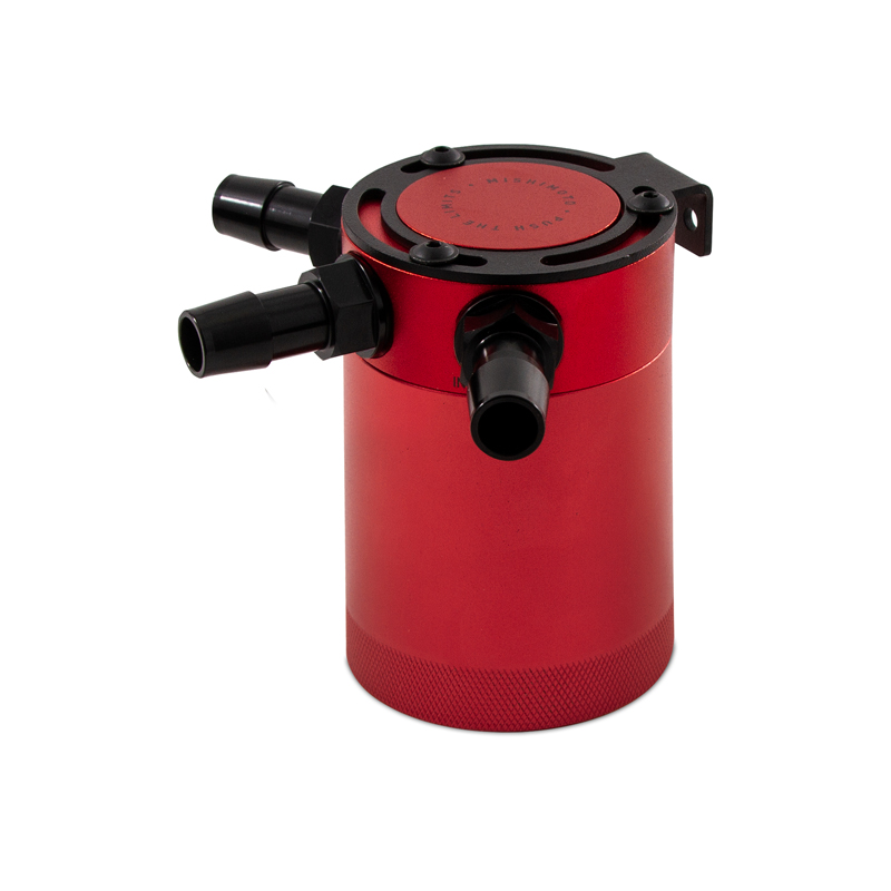 Mishimoto Universal Compact Baffled Oil Catch Can Kit, 3-Port, Red